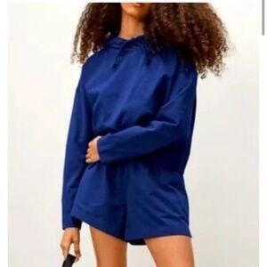 Everlane The Retro Hooded Jersey Long Sleeve Top, Blue